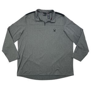 Spyder Active Sweatshirt Mens XL Grey Micro Fleece Lined ProWeb 1/4 Zip Pullover